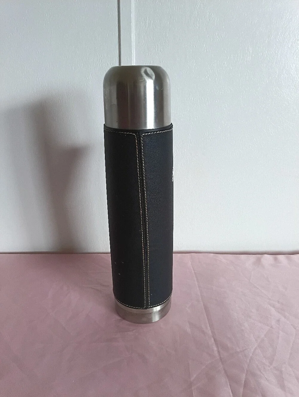 Coleman Stainless Steel 16 Oz. Vacuum Bottle Thermos with Leather Handle Vintage